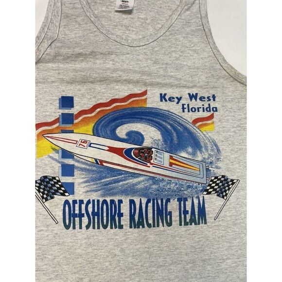 Offshore Racing Team Key West Florida Graphic Tank Top T-shirt Women Medium 90s - Picture 2 of 6